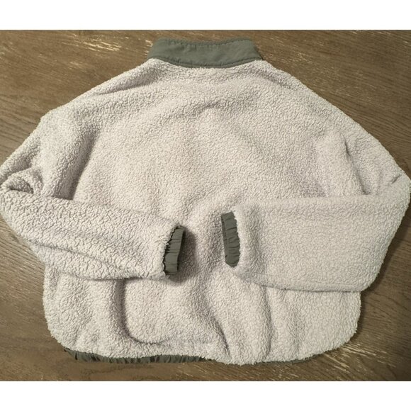 Vuori Cozy Sherpa Popover Women Sherpa Pullover Jacket Cream Green 1/2 Snap - Picture 7 of 12